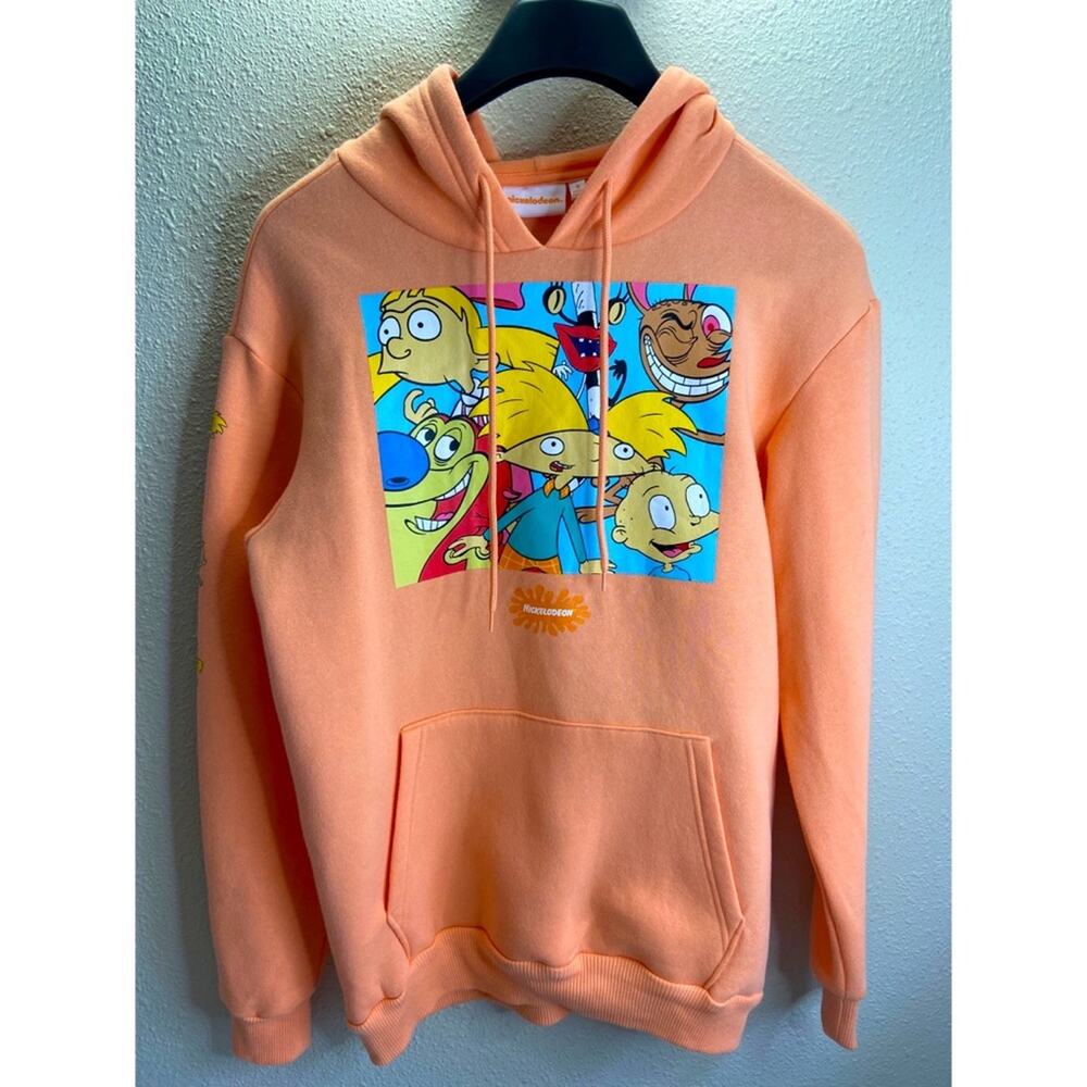 Nickelodeon Rugrats Unisex Salmon Cartoon Themed Hooded Sweatshirt Size S